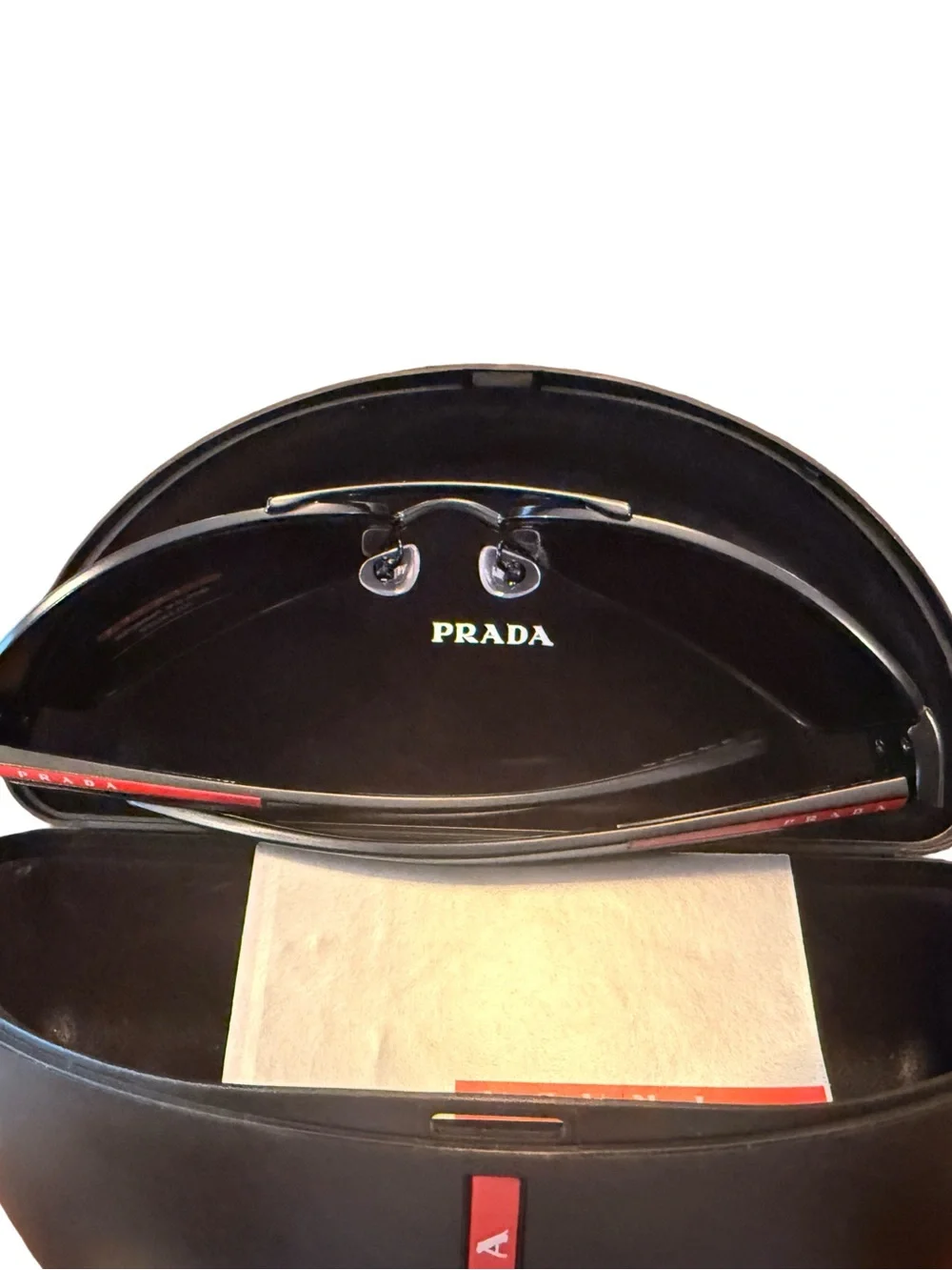 Prada Linea Rossa SPS 53N Polarized Sunglasses Black Red NIB Authentic Luxottica